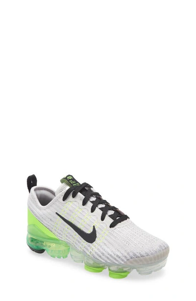 Nike Kids' Air Vapormax Flyknit Sneaker In Vast Grey/ Noir/ Green/ White