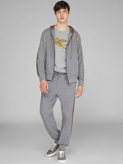 Etro Jersey Sweatshirt With Paisley Details In Grey