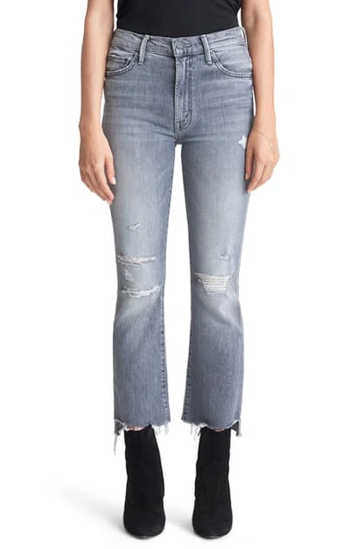 Mother Insider Distressed High Waist Crop Step Hem Jeans In Ace Of Spades