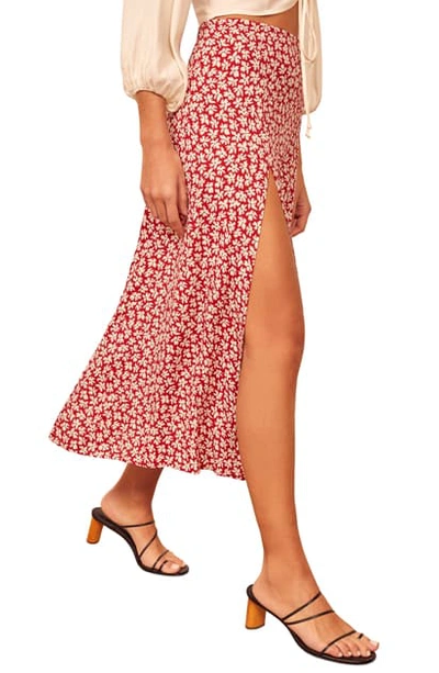 Reformation Zoe Side Slit Midi Skirt In Grenadine