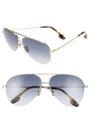 Victoria Beckham 62mm Gradient Aviator Sunglasses In Gold/ Blue