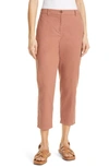 Eileen Fisher Organic Cotton & Hemp High Waist Tapered Ankle Pants In Clay