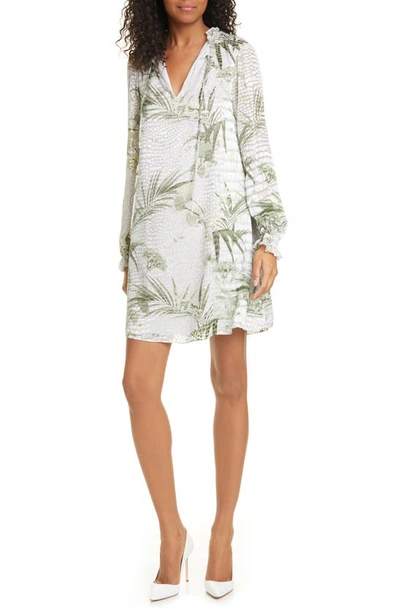 Ted Baker Glimmah Highland Floral Long Sleeve Shift Dress In Grey