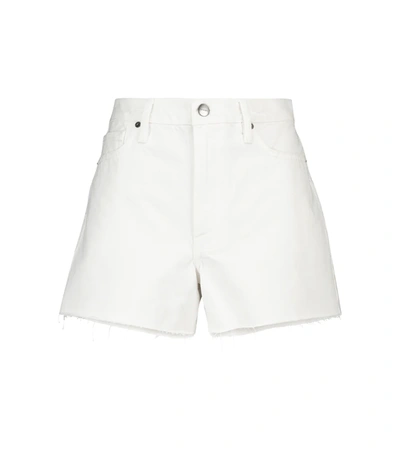 Frame Le Simone Fray Hem Denim Cutoff Shorts In White