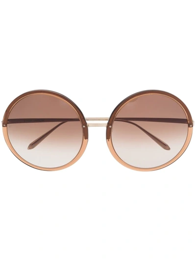 Linda Farrow Kew Round-frame Sunglasses In Gold