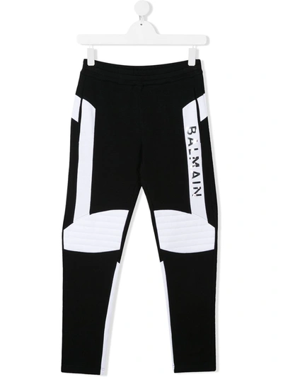 Balmain Teen Two Tone Tracksuit Trousers In Black