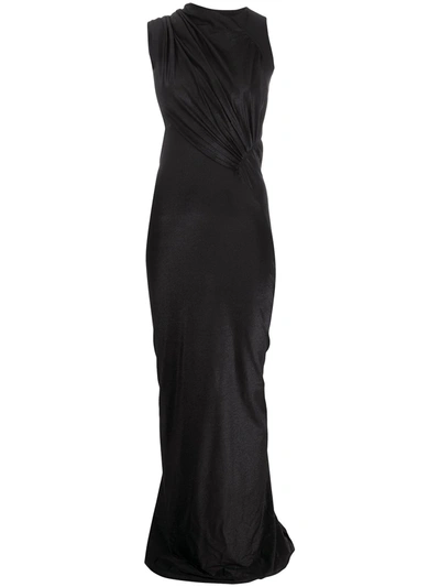 Rick Owens Asymmetric Draped Gown In Black