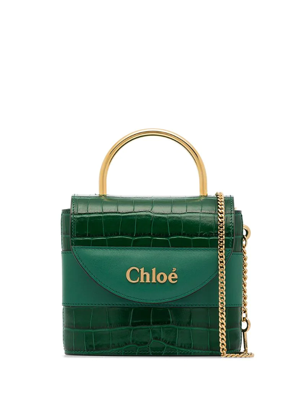 Download Chloé Green Aby Lock Mock Crock Leather Bag | ModeSens