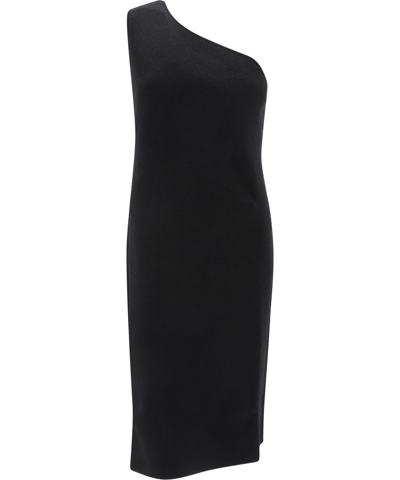 Bottega Veneta One-shoulder Stretch-knit Midi Dress In Black