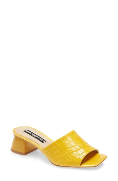 Karl Lagerfeld Macaria Slide Sandal In Yellow Leather
