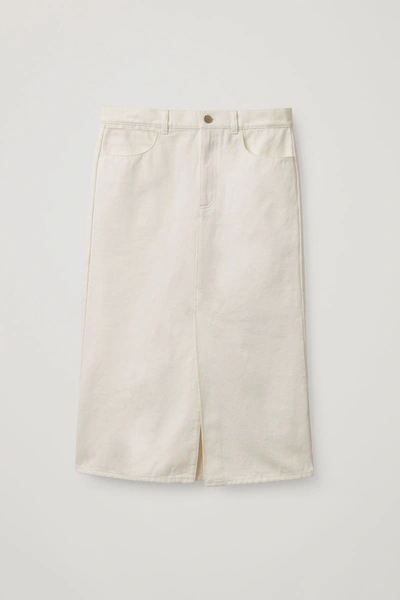 Cos Organic-cotton Long Denim Skirt In White