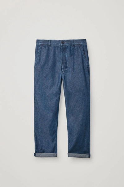 Cos Denim Chino Trousers In Blue