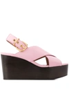 Marni 95mm Cross Straps Wedge Sandals In Pink