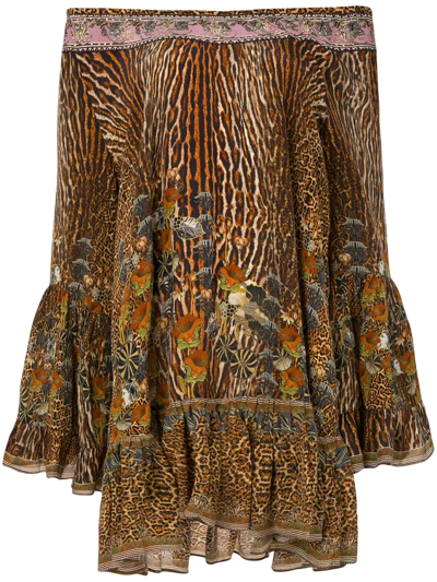Camilla Ruffled Leopard-print Silk Crepe De Chine Mini Dress In Animal Print