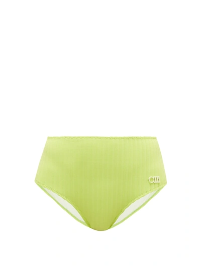 Solid & Striped The Beverly High-rise Ribbed Bikini Briefs In Chartreuse Rib