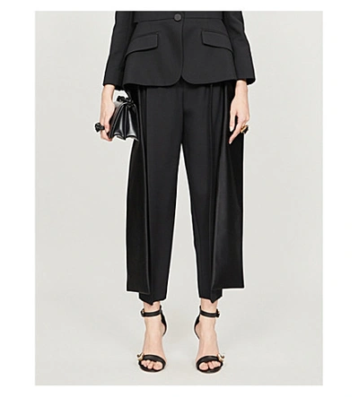 Alexander Mcqueen Straight Mid-rise Wool-blend Trousers In Black