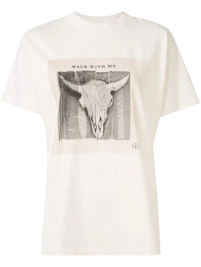 Anine Bing Lili Graphic-print Cotton-jersey T-shirt In White