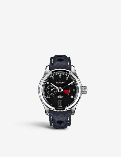 Bremont Bj-i/bk/r Jaguar Mki Chronograph Stainless Steel And Leather Watch In Black