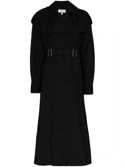 Hyke Double-buckle Belted Trench Coat In Black