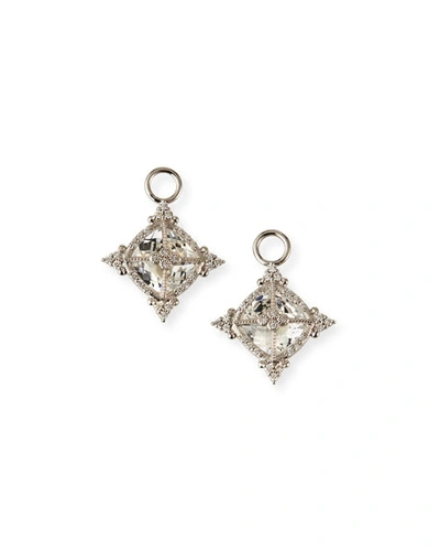 Jude Frances 18k White Gold Provence Cushion Topaz Earring Charms In White/gold