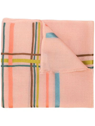 K Janavi Horizontal Stripes Cashmere Scarf In Pink