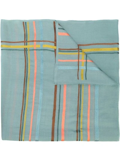 K Janavi Horizontal Stripes Cashmere Scarf In Blue