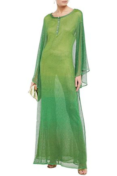 Missoni Metallic Crochet-knit Maxi Dress In Green