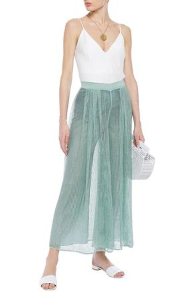 Missoni Metallic Open-knit Wide-leg Pants In Mint