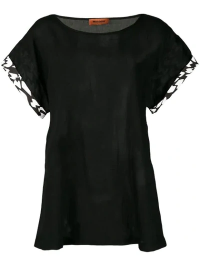 Missoni Printed Poplin-trimmed Cotton-gauze T-shirt In Black