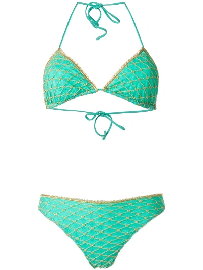 Missoni Mare Crochet-knit Triangle Bikini In Green