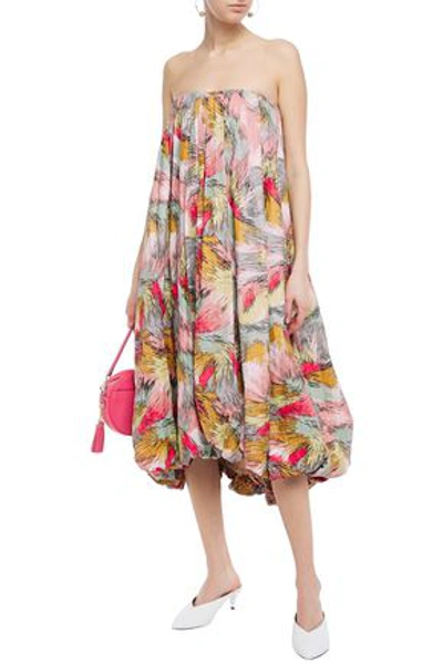 Missoni Strapless Gathered Printed Textured-woven Midi Dress In Antique Rose