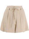 Moncler Self-tie Belted Shorts In Neutrals