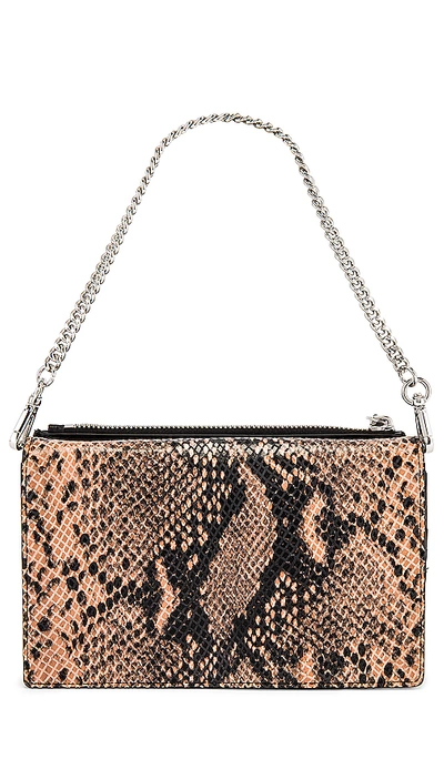 Allsaints Fetch Chain Crossbody Bag In Snake Pink