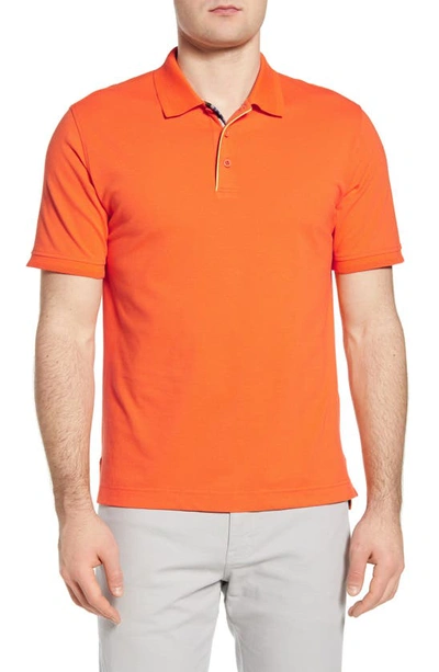 Robert Graham Men's Champion Pique Polo Shirt W/ Piping In Orange