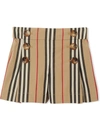 Burberry Kids' Girl's Mini Tamara Icon Stripe Sailor Shorts, Size 6m-2 In Neutrals