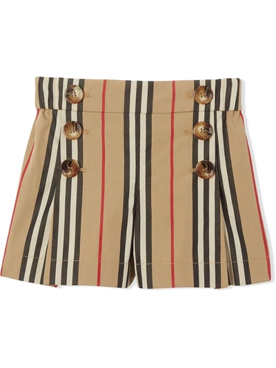 Burberry Kids' Girl's Mini Tamara Icon Stripe Sailor Shorts, Size 6m-2 In Neutrals