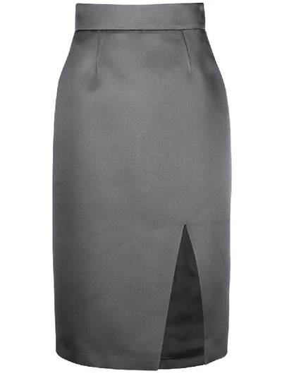 Miu Miu Front Slit Silk Pencil Skirt In Green