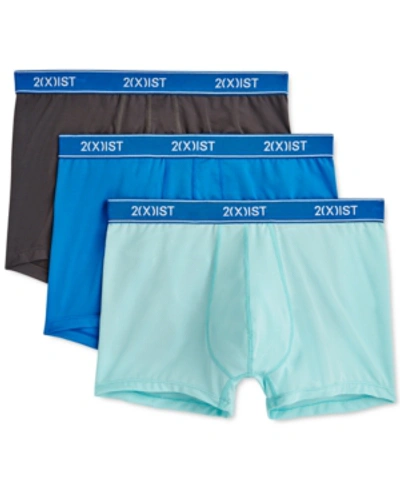 2(x)ist Micro Speed Dri No-show Trunks, Pack Of 3 In Charcoal/blue/tide