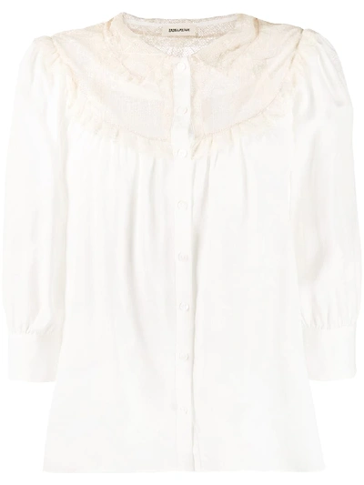 Zadig & Voltaire Courtney Silk Paisley-jacquard Blouse In White