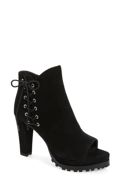 Allsaints Women's Michela Open-toe High-heel Booties In Black Suede