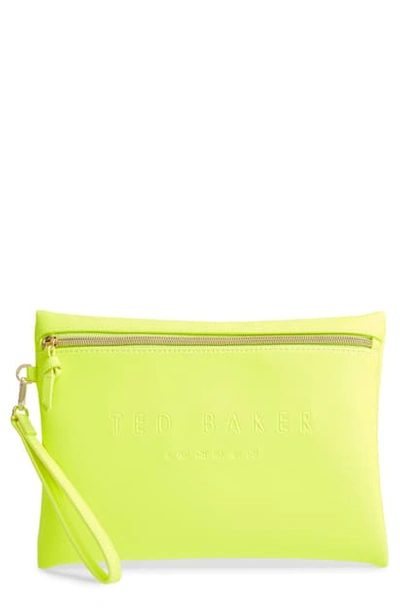 Ted Baker Ivar Logo Embossed Wristlet In Lime | ModeSens