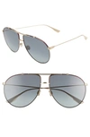 Dior Monsieur 63mm Oversize Aviator Sunglasses In Gold Beige/ Multi