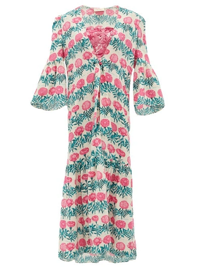 Adriana Degreas Floral Print Silk Cover-up Robe In Flore