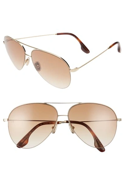Victoria Beckham 62mm Gradient Aviator Sunglasses In Gold/ Brown