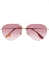 Victoria Beckham 62mm Gradient Aviator Sunglasses In Gold/ Burgundy