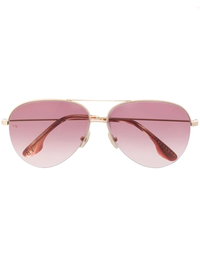 Victoria Beckham 62mm Gradient Aviator Sunglasses In Gold/ Burgundy