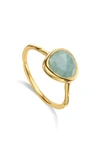 Monica Vinader Siren Semiprecious Stone Stacking Ring In Yellow Gold/ Aquamarine
