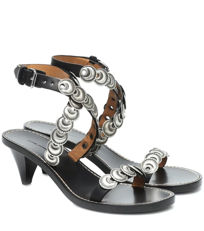 Isabel Marant Jieva Embellished Leather Sandals In Black