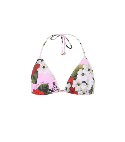Dolce & Gabbana Floral Triangle Bikini Top In Pink