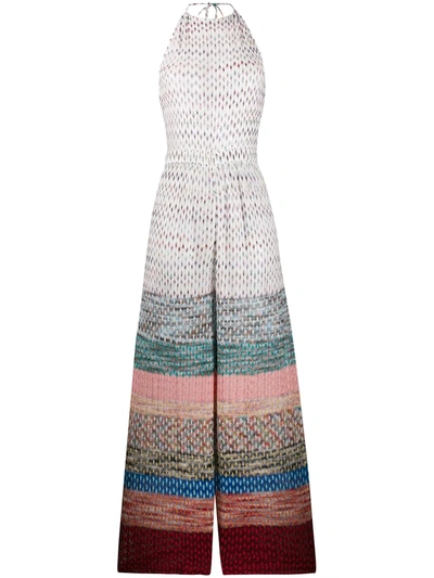 Missoni One-piece Jumpsuit In Multicoloured Knit In White